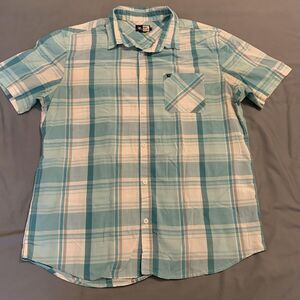 Rip Curl Shirt Mens Medium Blue Plaid Short Sleeve Button Up Casual Surfwear